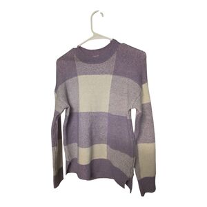 Christian Siriano Lavender and Cream Check Crewneck Sweater